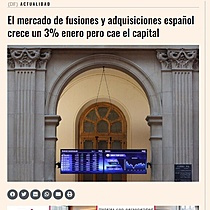 El mercado de fusiones y adquisiciones espaol crece un 3% enero pero cae el capital